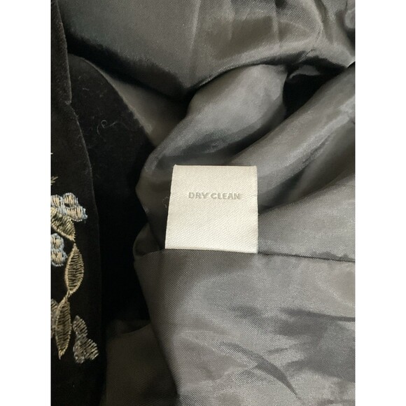 VTG Womens Embroidered Floral Velvet Blazer M Black Y2K Whimsigoth Cottage Witch - Picture 6 of 6